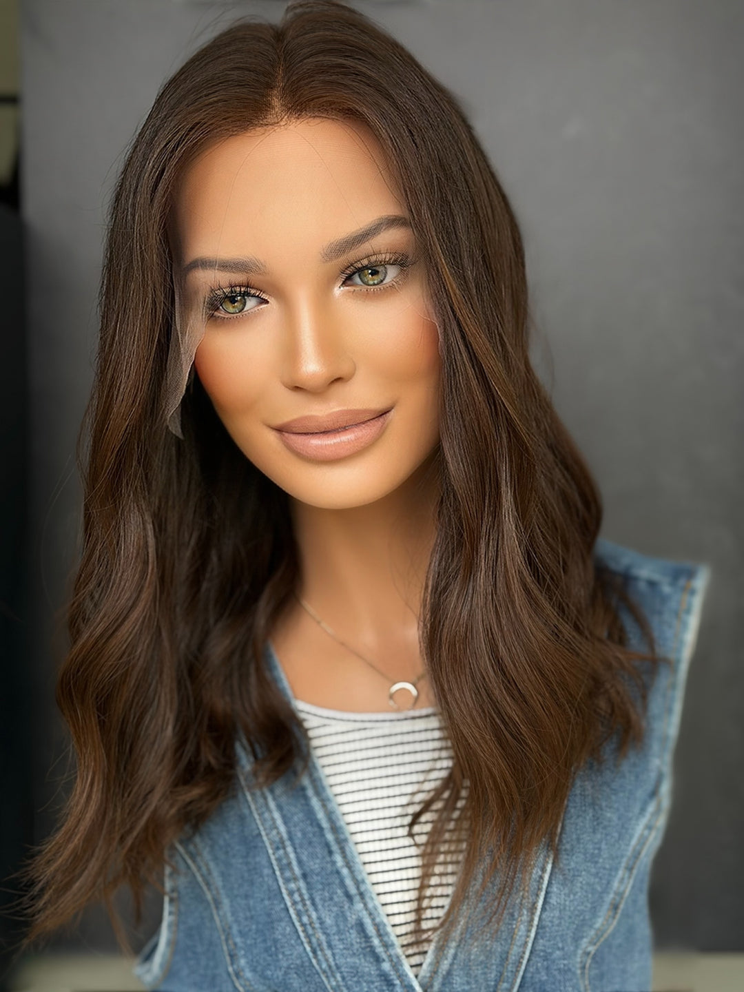 18" Euro Lace Top Wig – Warm Medium Brown Medium Cap | Lu&