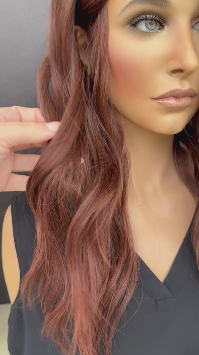Smoked Mahogany 9x9 18" Human Hair Silk Top Topper, video