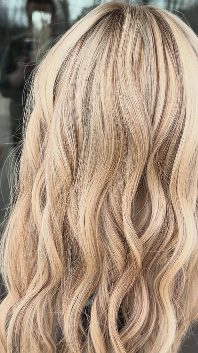 Adele 8x9 18" Golden Blonde Human Hair Silk Top Topper, video