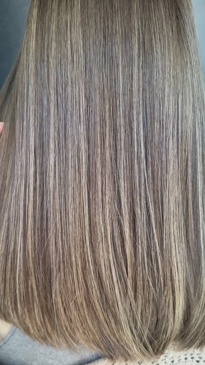 “Latte Swirl” [XS] 16” Lace Top Wig
