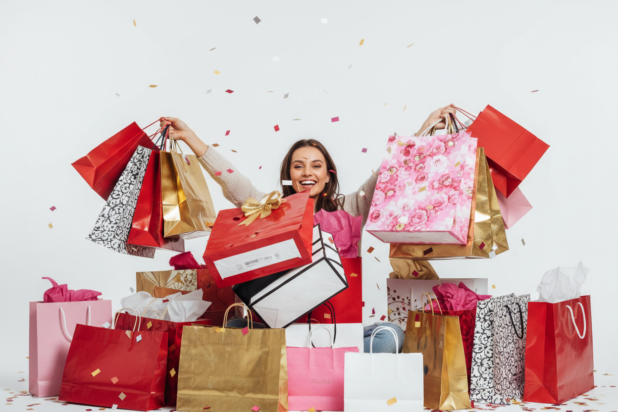 sale shopping covered in bags